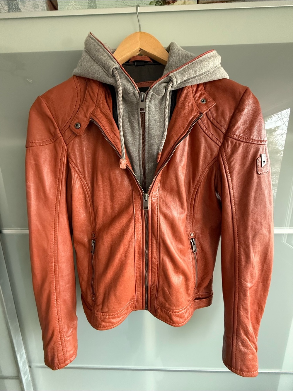 MAURITIUS LEATHER JACKET WITH FULL REMOVEABLE HOODIE